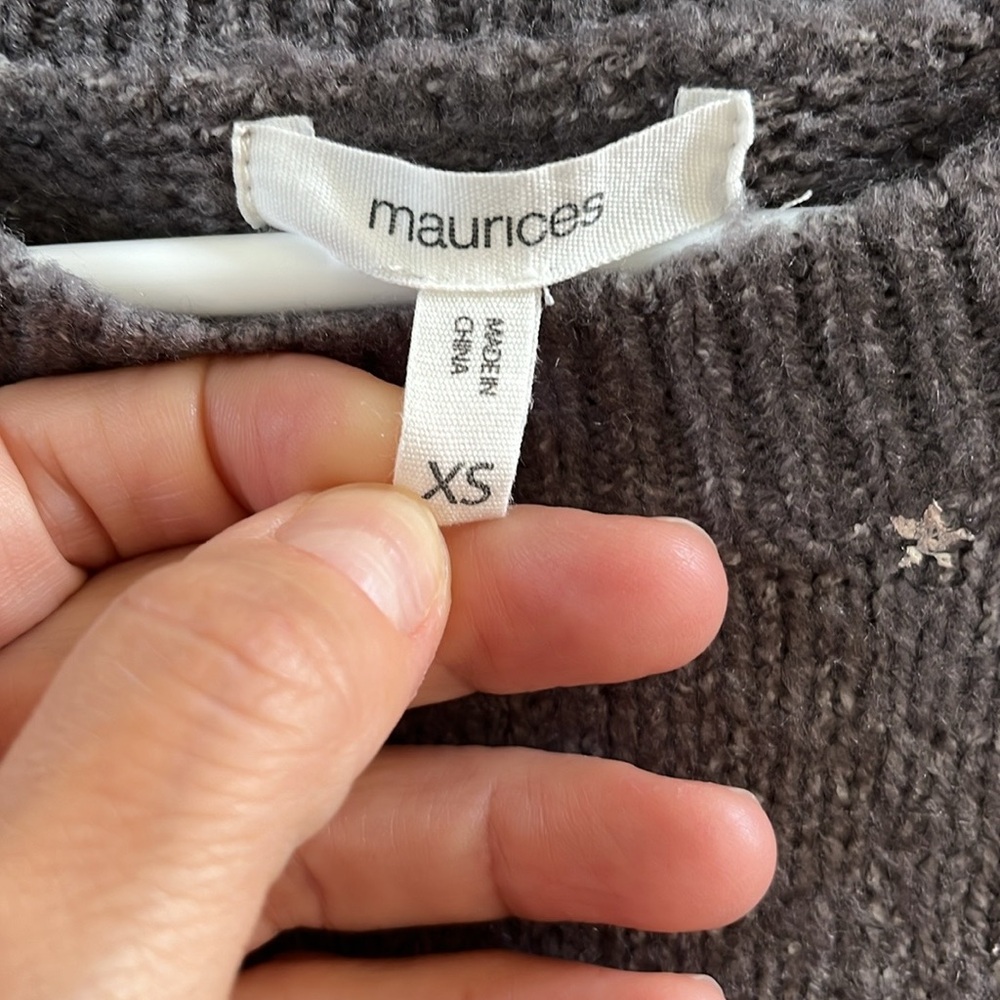 MAURICES Oversized Purple/Gray Silver Star Accented Sweater - Picture 3 of 6